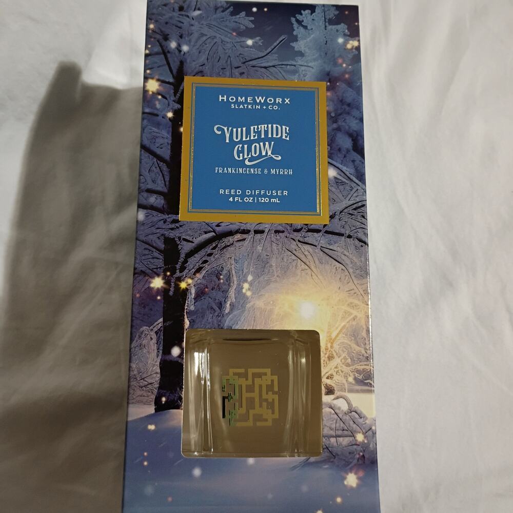 HOMEWORX Slatkin + Co. YULETIDE GLOW Frankincense & Myrrh 4 Oz.Reed Diffuser New